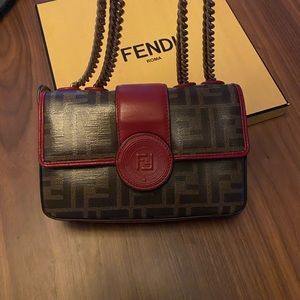 Mini Double F FENDI coated canvas & leather bag.